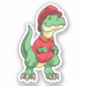 Sticker Dinosaure comme pompier avec casque d'incendie (Recto)