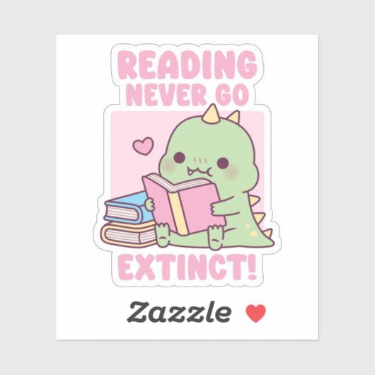 Sticker Dinosaure Cute Avec Livres Lecture Ne jamais dispa (Feuille)