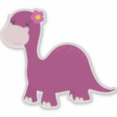 Sticker Dinosaure Cute, Dinosaure Fille, Dinosaure Rose, D (Devant)