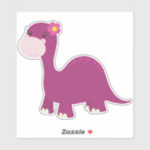 Sticker Dinosaure Cute, Dinosaure Fille, Dinosaure Rose, D (Feuille)
