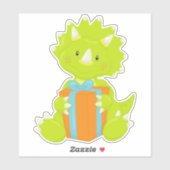 Sticker Dinosaure d'anniversaire, Dinosaure de fête, Casqu (Feuille)