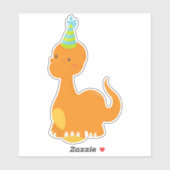 Sticker Dinosaure d'anniversaire, Dinosaure de fête, Dino, (Feuille)