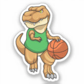 Sticker Dinosaure dans Sports avec basket-ball (Recto)