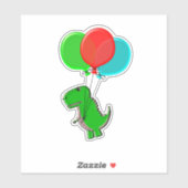 Sticker Dinosaure De Jouet Cute Volant Avec Ballons (Feuille)