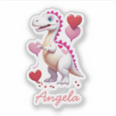 Sticker Dinosaure de la Saint Valentin blanc (Devant)