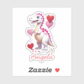 Sticker Dinosaure de la Saint Valentin blanc (Feuille)