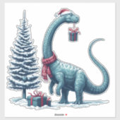 Sticker Dinosaure de Noël mignon (Feuille)