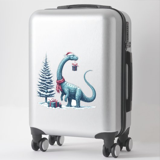Sticker Dinosaure de Noël mignon (Sur valise)