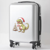 Sticker Dinosaure de Noël mignon avec Sucre de canne (Sur valise)