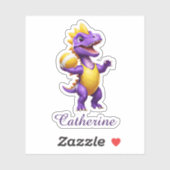 Sticker Dinosaure de volley-ball mauve (Feuille)