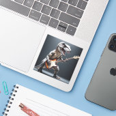 Sticker Dinosaure Drôle Jouer Guitare Art (Ordinateur portable avec iPhone)