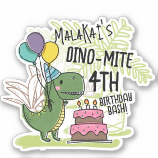 Sticker Dinosaure fête d'anniversaire de Dino-Mite