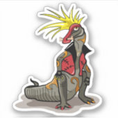 Sticker Dinosaure Hadrosaurus Habillé Comme Un Punk. (Devant)