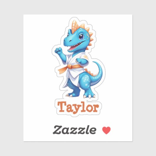 Sticker Dinosaure karaté bleu (Feuille)