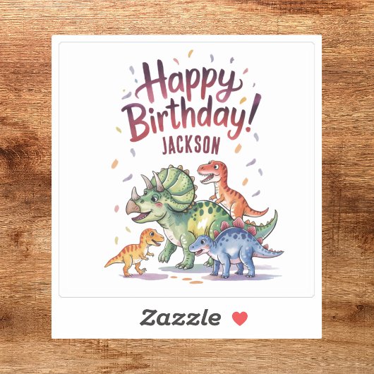 Sticker Dinosaure personnalisé mignon Joyeux anniversaire