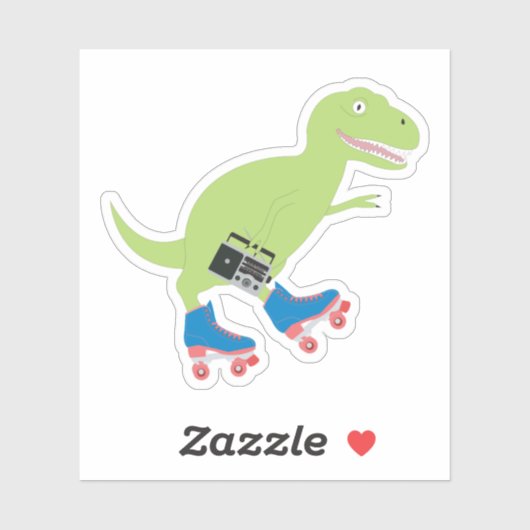 Sticker Dinosaure Roller Skating Radio (Feuille)