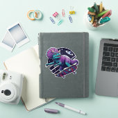 Sticker Dinosaure spatial en planche à roulettes (Couverture iPad)