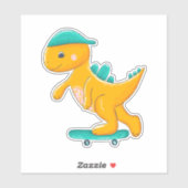 Sticker Dinosaure sur skate (Feuille)