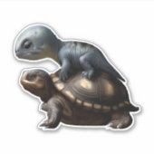 Sticker dinosaure sur tortue Copier (Devant)