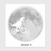 Sticker Dinosaure sur un vélo dans le ciel avec la lune (Feuille)