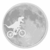 Sticker Dinosaure sur un vélo dans le ciel avec la lune (Devant)