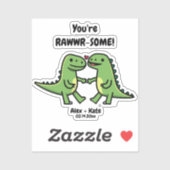 Sticker Dinosaure Valentines (Feuille)