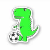 Sticker Dinosaure Vert Aime Le Football (Devant)