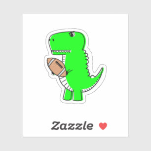 Sticker Dinosaure Vert Aime Le Football