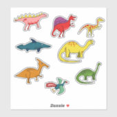Sticker Dinosaures colorés pour enfants (Feuille)