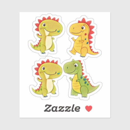 Sticker Dinosaures mignons (Feuille)