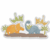 Sticker Dinosaures Mignons Faune Préhistorique (Devant)