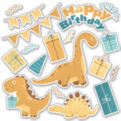 Sticker Dinosaures mignons. Fête d'anniversaire (Devant)
