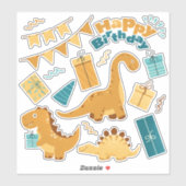 Sticker Dinosaures mignons. Fête d'anniversaire (Feuille)