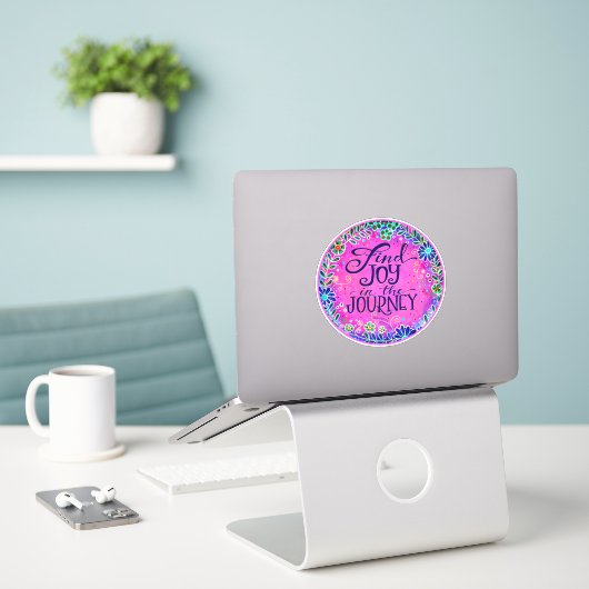 Sticker d'Inspiribilité Florale de Journey Rose Jo (Ordinateur portable sur le bureau)