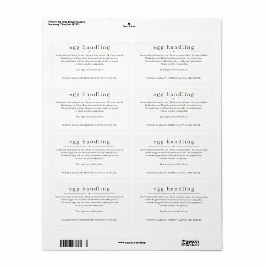 Sticker d'instruction de manipulation des oeufs Ét (Feuille entière)