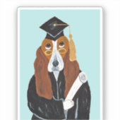 Sticker Diplômé Basset Hound (Recto)