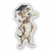 Sticker Diplômé de chien drôle (Devant)