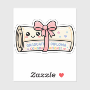 Sticker Diplôme de fin d'études Kawaii Ruban à parchemin M
