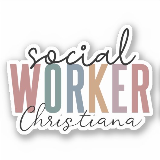 Sticker Diplôme de travailleur social personnalisé (Devant)