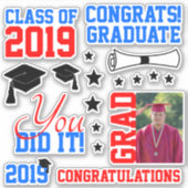 Sticker Diplôme photo rouge et bleu (Devant)