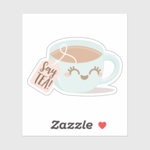 Sticker Dis du thé ! Illustration de la Coupe de Thé Cute 