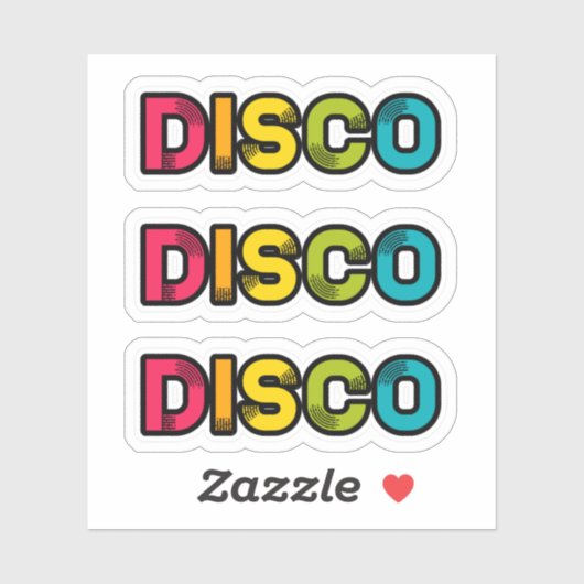 Sticker DISCO vinyle rétro (Feuille)