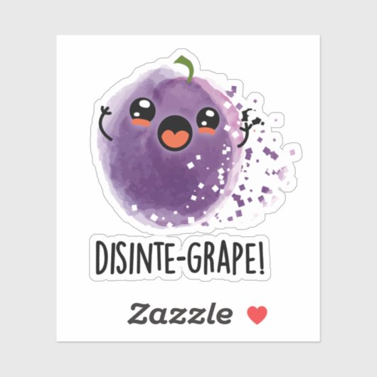 Sticker Disinte-grape Funny Désintégration Grape Pun (Feuille)