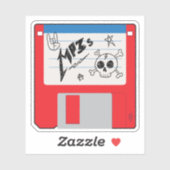 Sticker Disque dur floppy rétro musique MP3 (Feuille)