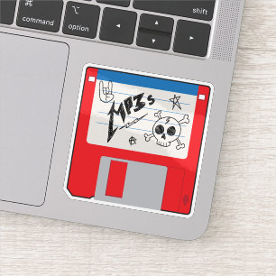 Sticker Disque dur floppy rétro musique MP3