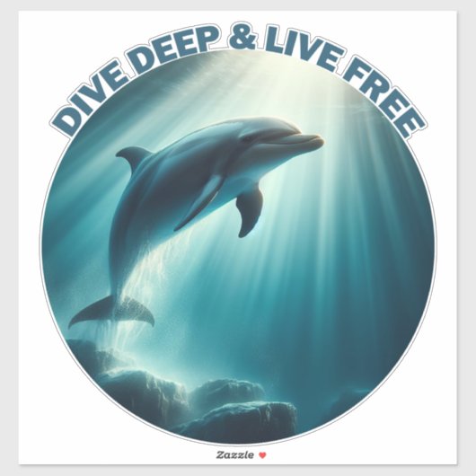 Sticker Dive Deep Live Dolphin gratuit (Feuille)