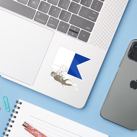 Sticker Diver Down (Ordinateur portable avec iPhone)
