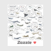 Sticker Divers avions militaires américains (Feuille)
