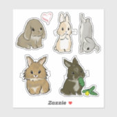Sticker Divers lapins doux (Feuille)