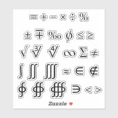 Sticker Divers symboles mathématiques et opérateurs (Feuille)